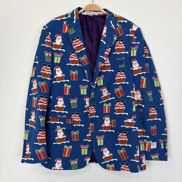 OppoSuits Mens EU 50 US 40 UK 40 Christmas Ugly Sweater Suit Jacket Pants Santa - Picture 2 of 16